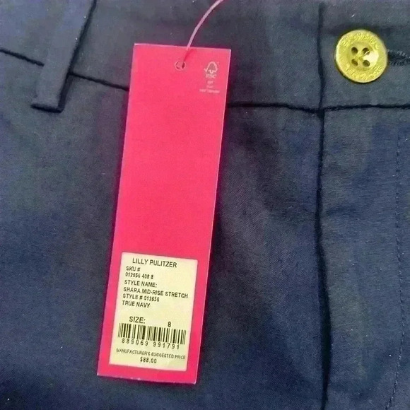 NWT Lilly Pulitzer Sz 8 Shara Mid Rise Stretch Short in True Navy Item# 9A - Picture 3 of 6